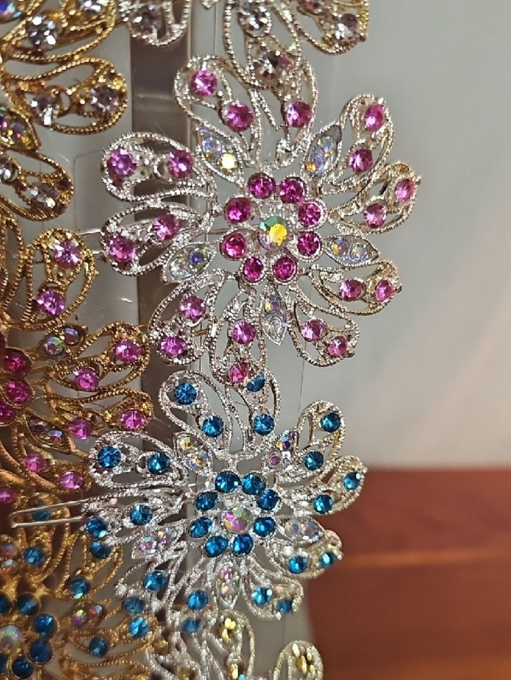 Crystal Flower Hair Clips - Multicolor Decorative Set - Picture 5 of 10